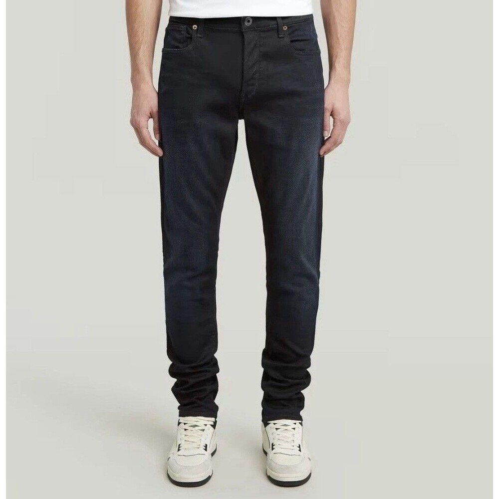 G-Star Raw 3301 Slim Jeans Men’s 34x38 Washed Mercury Black Stretch Button Fly